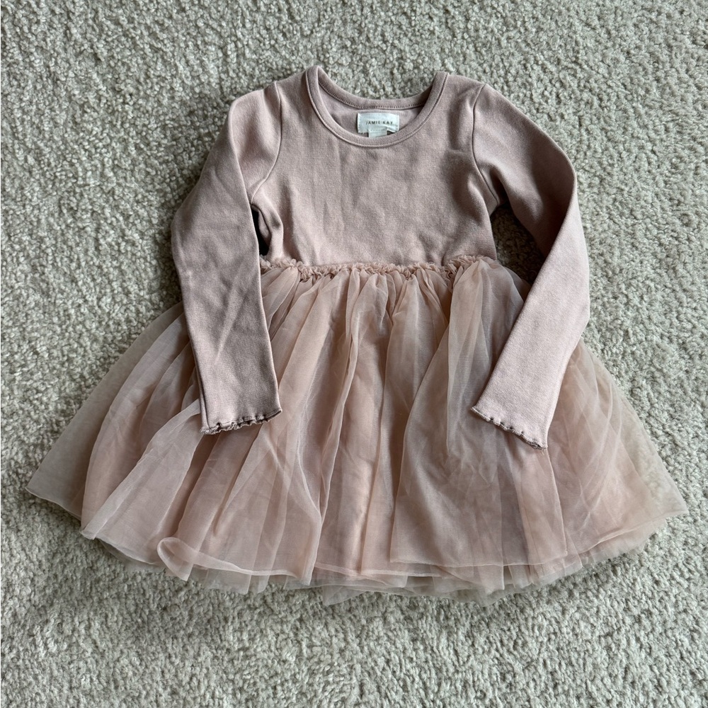 Jamie Kay Blush Pink Tulle Long-Sleeve Dress